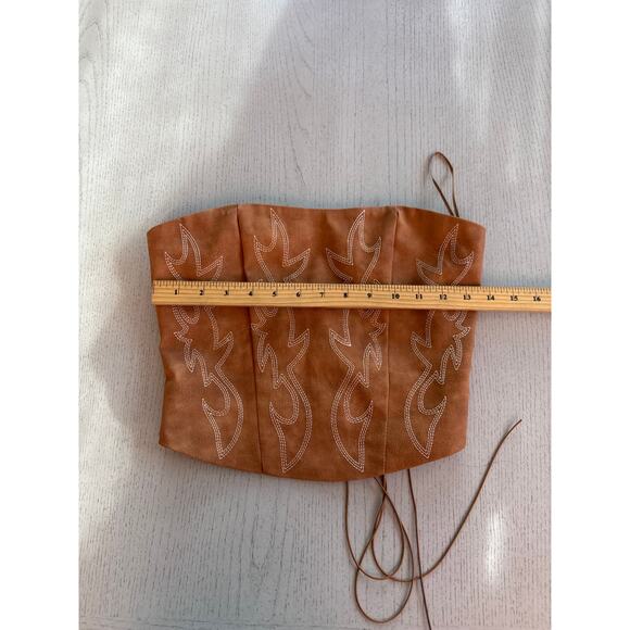 Tic Toc Western Boot Stitch Corset Crop Tube Top Cowgirl Country Cuntry - Picture 3 of 6